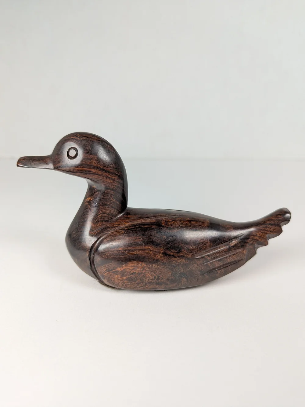 Vintage Set of 3 Carved Wooden Ducks Dark Hardwood Chinese 9